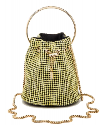 Rhinestone Iconic Bucket Swing Clutch Bag 8011 LEMON